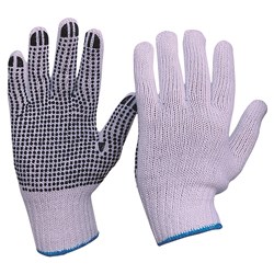 Knitted Poly/Cotton With PVC Dots Gloves Men's Size