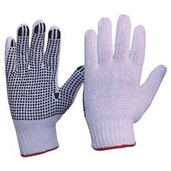 Knitted Poly/Cotton With PVC Dots Gloves Ladies Size