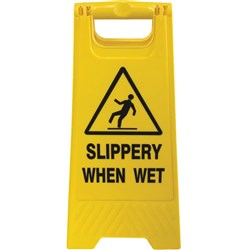 Floor Stand Yellow 'Slippery When Wet'