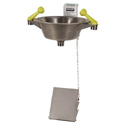 Wall Mounted Single Nozzle Eye Wash With Bowl & Foot Treadle