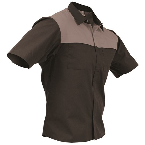 Shirt Polycotton Contrast Black/Grey (SC0108)