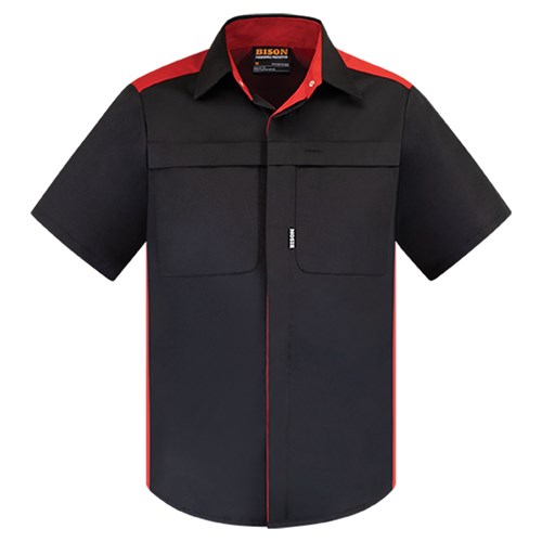 Shirt Polycotton Contrast Black/Red M (SC0108)