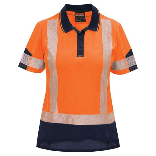 231012ON_1 Polo Day Only Quick-Dry Cotton Backed Orange/Navy