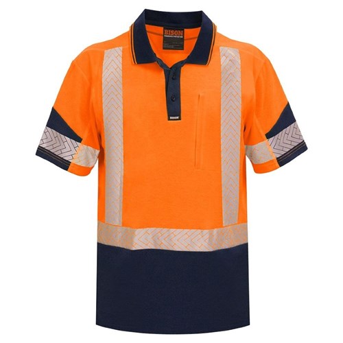 232011ON_2 Polo Day/Night Quick-Dry Cotton Backed Orange/Navy