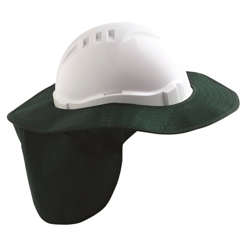 HARD HAT BRIM WITH NECK FLAP POLYESTER/PLASTIC - GREEN 