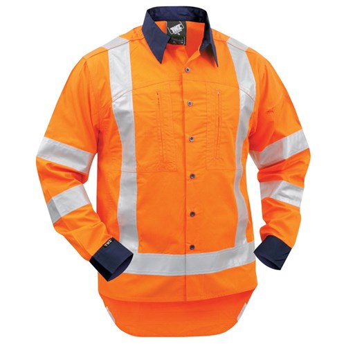 Shirt TTMC-W17 Lightweight 150gsm Ripstop Cotton Orange/Navy (STBCORSLW)
