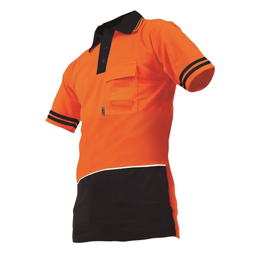 Polo Day Only Quick-Dry Cotton Backed Orange/Navy (V50POLO)