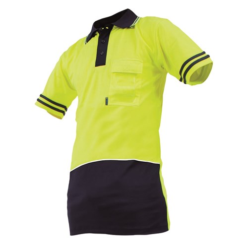 Polo Day Only Quick-Dry Cotton Backed Yellow/Navy (V50POLO)