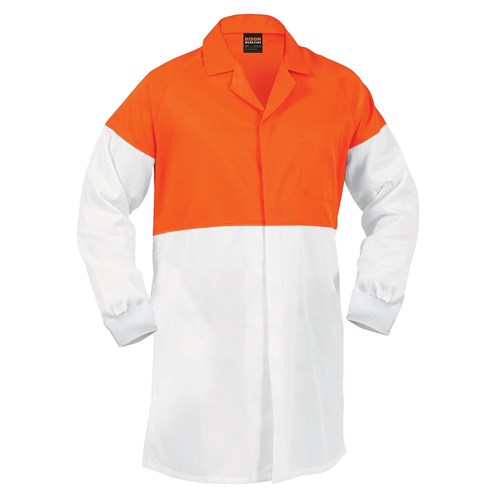 Dustcoat Workzone Lightweight  Polycotton Food Industry White/Orange (DFDPCLW)