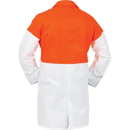 Dustcoat Workzone Lightweight  Polycotton Food Industry White/Orange (DFDPCLW)
