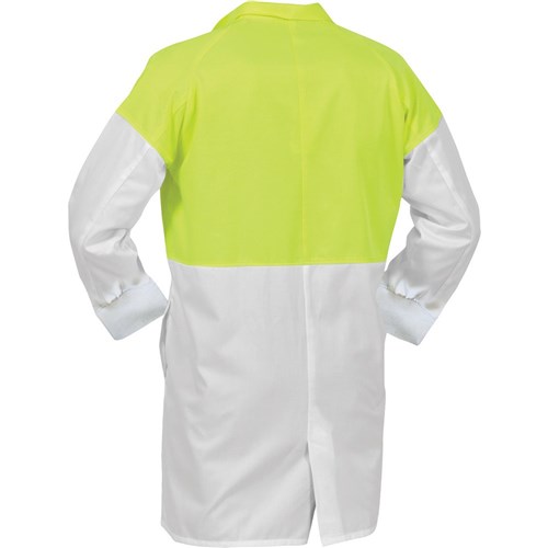 Dustcoat Workzone Lightweight Polycotton Food Industry White/Yellow (DFDPCLW)