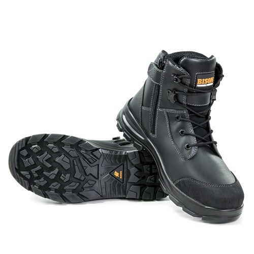 TOR Zip Side Lace Up Safety Boot Black