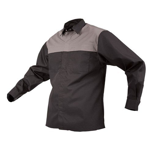 Shirt Polycotton Contrast Black/Grey (LC0108)
