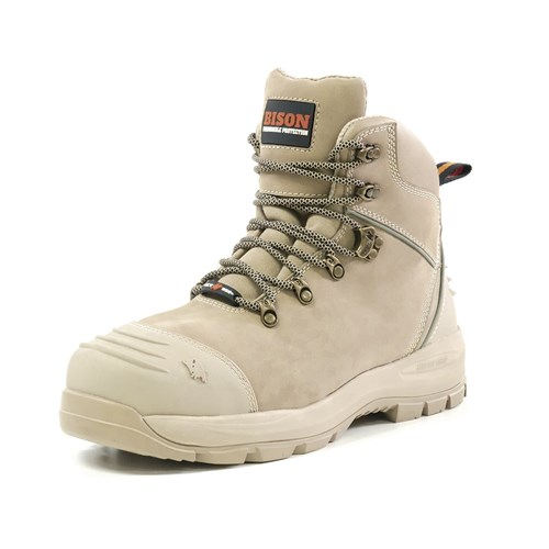 XT Zip Side Lace Up Safety Boot Stone